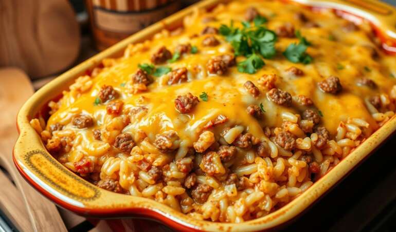 Cheesy Hamburger Rice Casserole