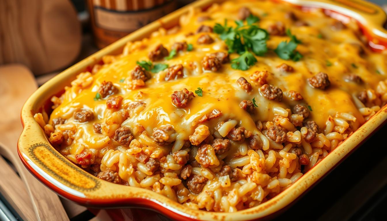 Cheesy Hamburger Rice Casserole