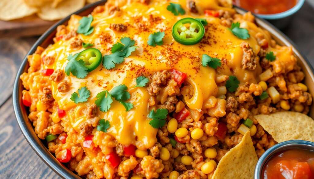 Mexican Cheesy Hamburger Rice Casserole