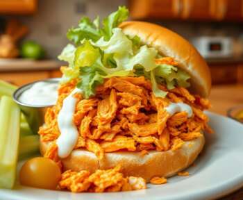 Slow Cooker Buffalo Chicken Sandwiches