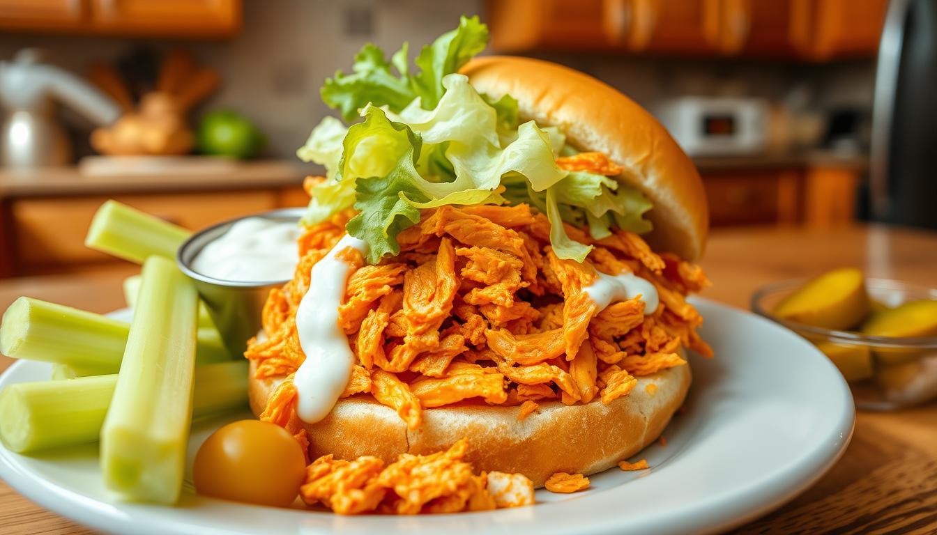 Slow Cooker Buffalo Chicken Sandwiches