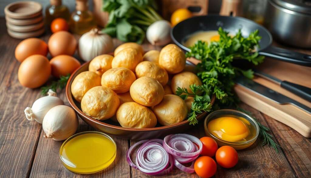 tortilla de patatas ingredients and equipment